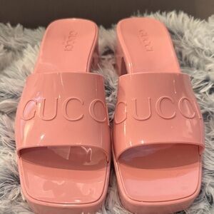 Gucci Glossy Pink Mules